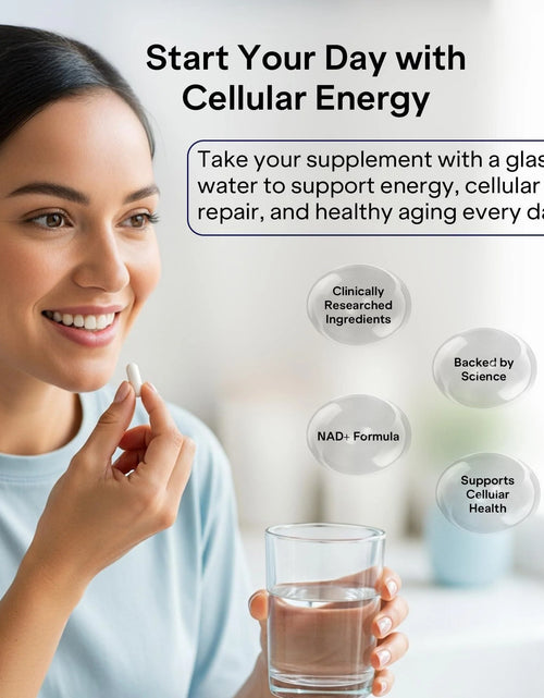 Load image into Gallery viewer, NAD Capsules Resveratrol Liposomal Nicotinamide Riboside Quercetin Vitamin B3 NAD Supplement for Women and Men anti Aging Boost Focus and Energy Cell Regeneration Supplement 120 Capsules
