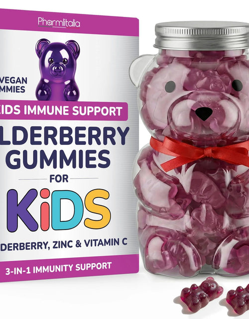 Load image into Gallery viewer, Elderberry Gummies for Kids 3 in 1 Immune Support with Zinc Vitamin C 60 Count Kids Elderberry Gummies for Daily Immunity Vegan Formula for Strong Immune Health
