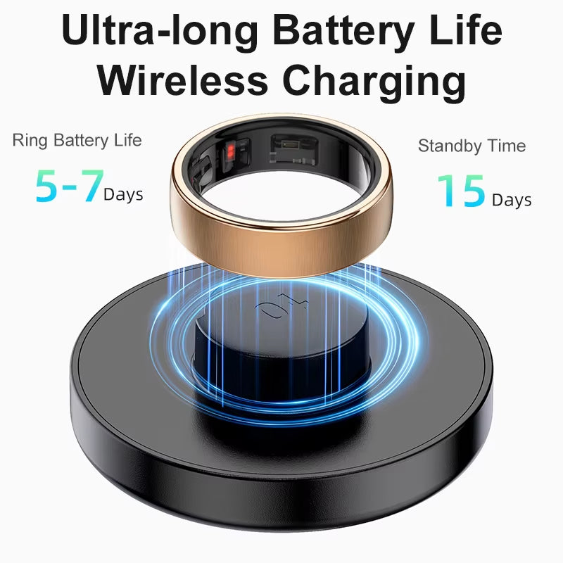 R10 Smart Ring: Wireless Charging Health & Sleep Monitor for Men & Women, Multi-Sport Modes Compatible with Android & iOS