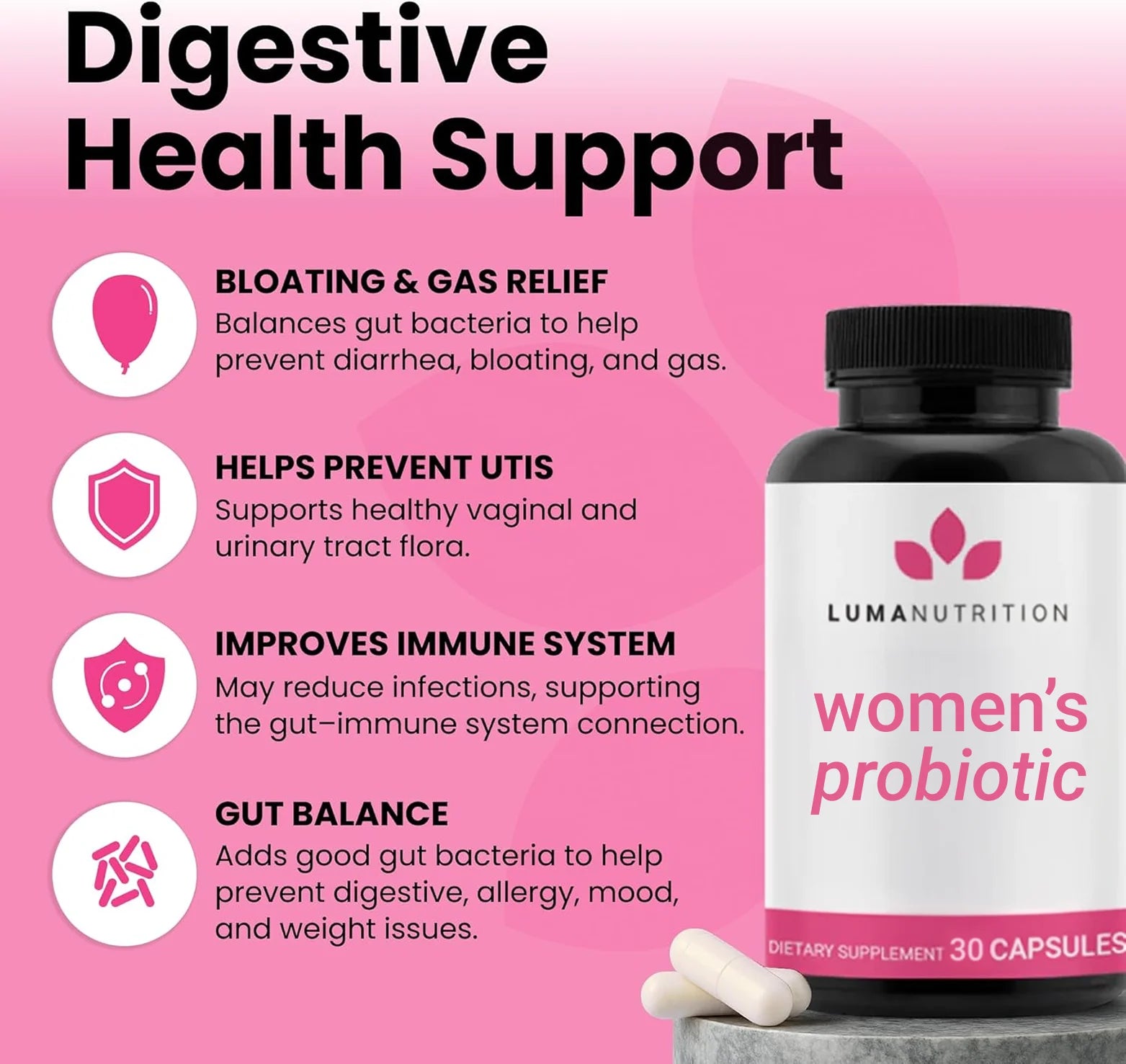 Probiotics for Women with Prebiotics - 50 Billion CFU per Serving - Formulated for Digestive, Immune & Feminine Support - 60 Capsules