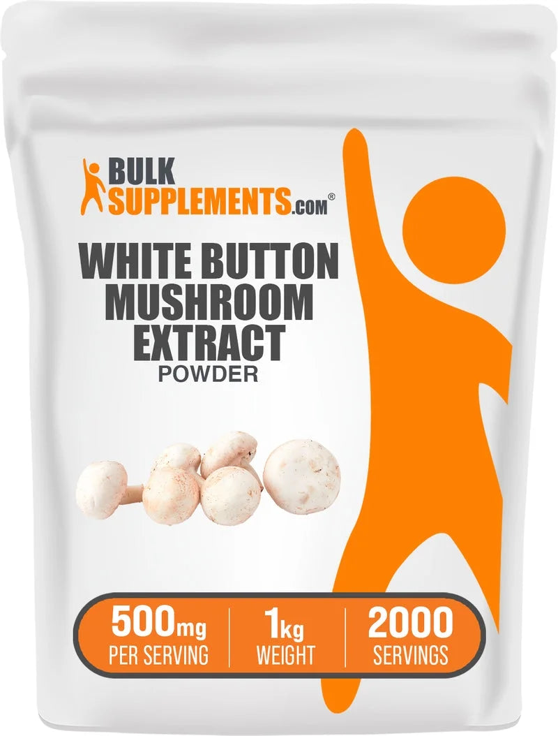Bulksupplements White Button Mushroom Extract Powder - Herbal Supplement, Agaricus Bisporus Extract - Vegan, 500Mg per Serving, 1Kg (2.2 Lbs)