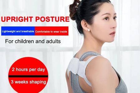 1PC White Posture Corrector for Men and Women - Bionic System Back Brace Adjustable Upper Back Support Shoulder Posture Brace, Back Straightener Neck Pain Relief