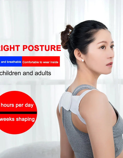 Load image into Gallery viewer, 1PC White Posture Corrector for Men and Women - Bionic System Back Brace Adjustable Upper Back Support Shoulder Posture Brace, Back Straightener Neck Pain Relief
