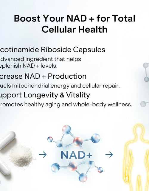 Load image into Gallery viewer, NAD Capsules Resveratrol Liposomal Nicotinamide Riboside Quercetin Vitamin B3 NAD Supplement for Women and Men anti Aging Boost Focus and Energy Cell Regeneration Supplement 120 Capsules
