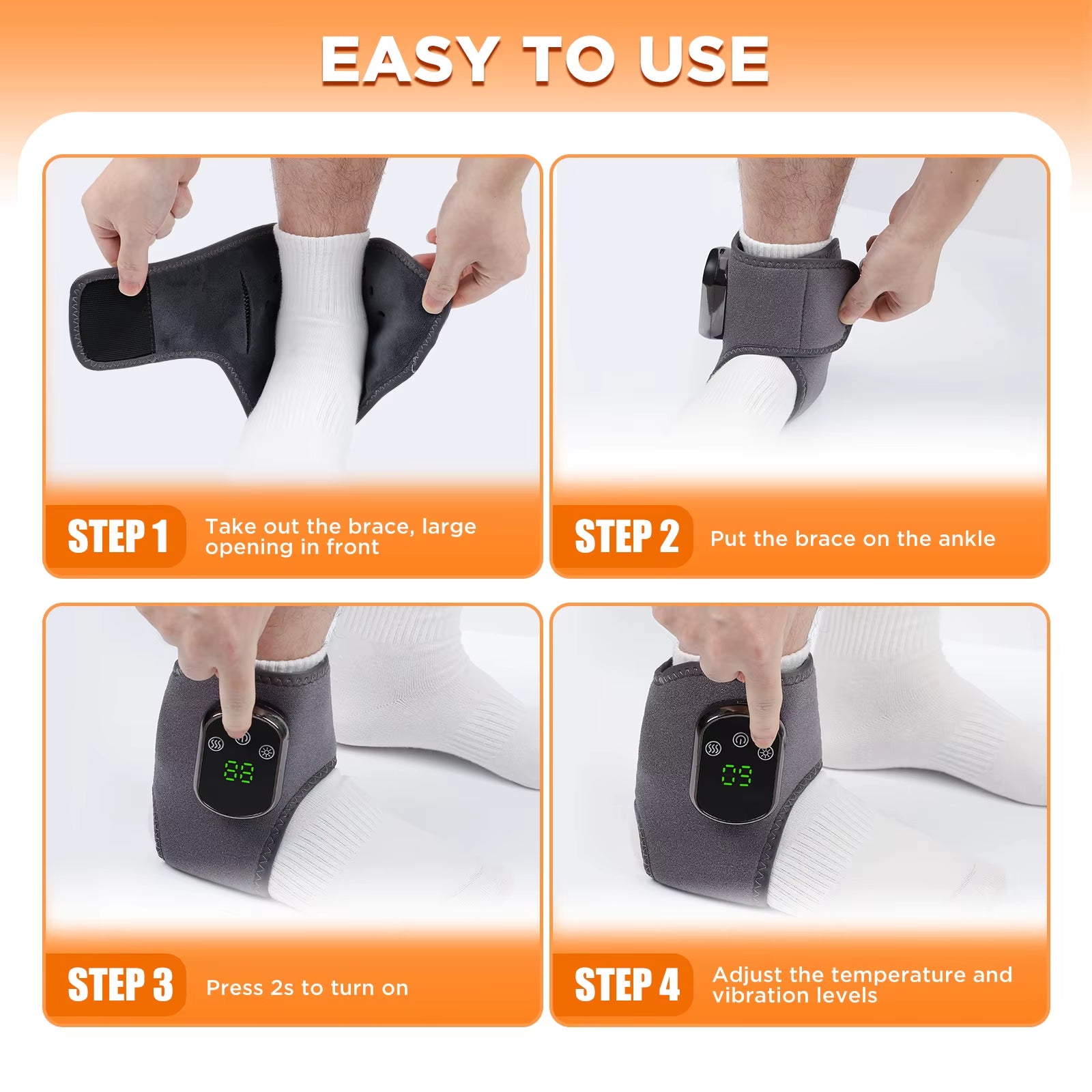 Revitalize Your Feet: Electric Foot & Ankle Massager with 3 Vibration Settings and Soothing Hot Compress