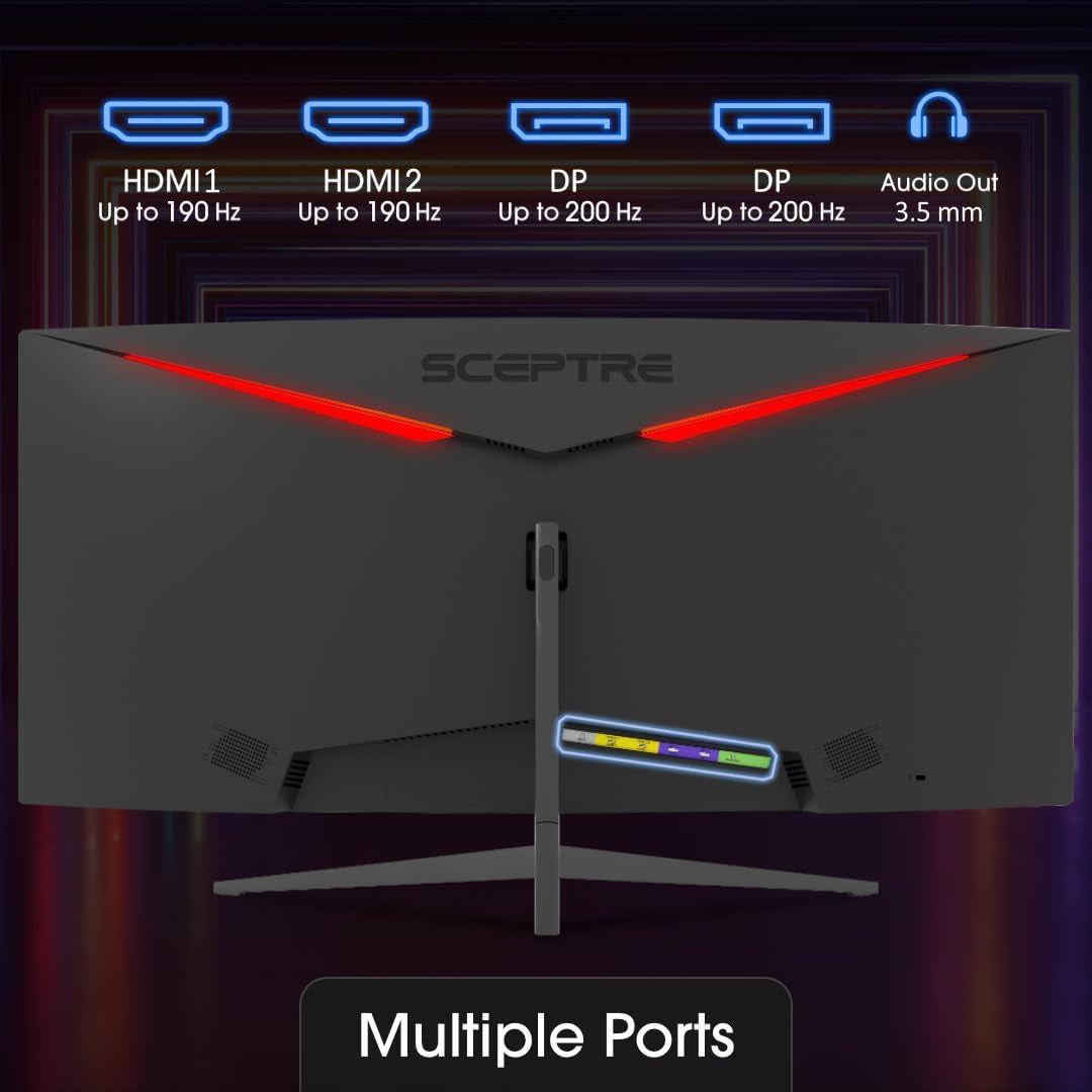 30-Inch Ultra Wide Curved Gaming Monitor - 21:9, 2560x1080, 200Hz, HDMI/DisplayPort, Built-In Speakers, Sleek Metal Black Design