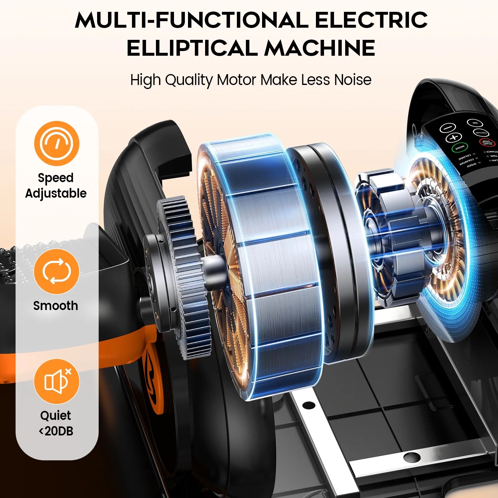 under Desk Elliptical Machine Fully Assembled Electric Pedal Exerciser Trainer Dual-Directional Training Mini Exercise Equipment with Remote Control & LCD Monitor for Home Office Gym