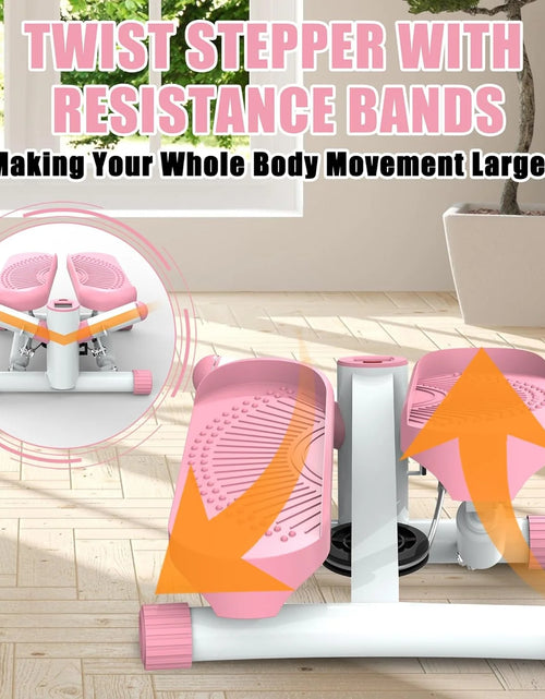 Load image into Gallery viewer, Steppers for Exercise at Home, Twist Stepper with 350LBS Loading Capacity, Mini Stepper with Resistance Bands, Hydraulic Fitness Stair Stepper for Home with LCD Monitor
