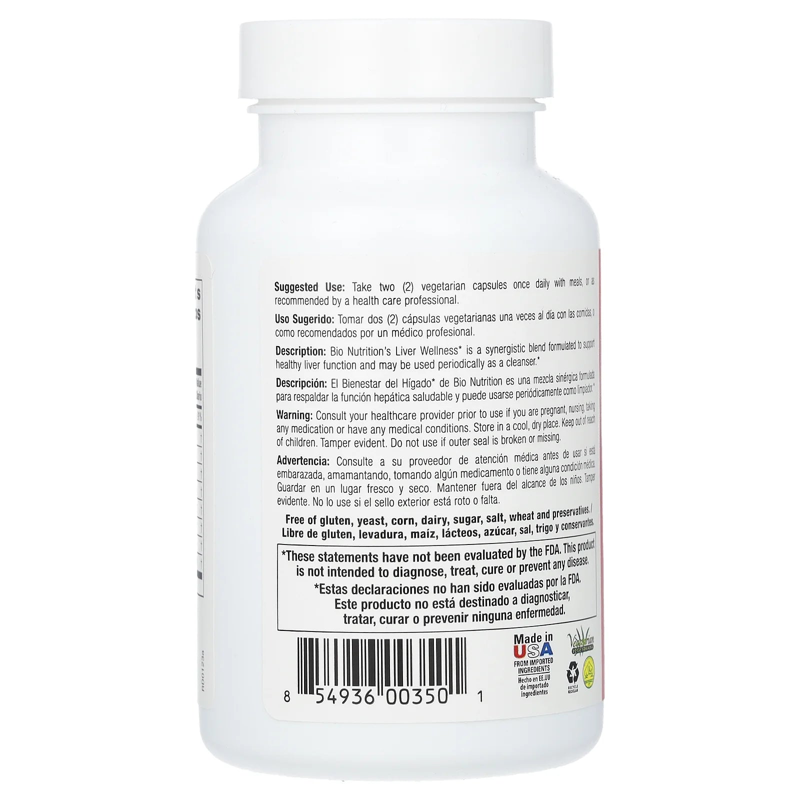 Bio Nutrition - Liver Wellness - 60 Vegetarian Capsules
