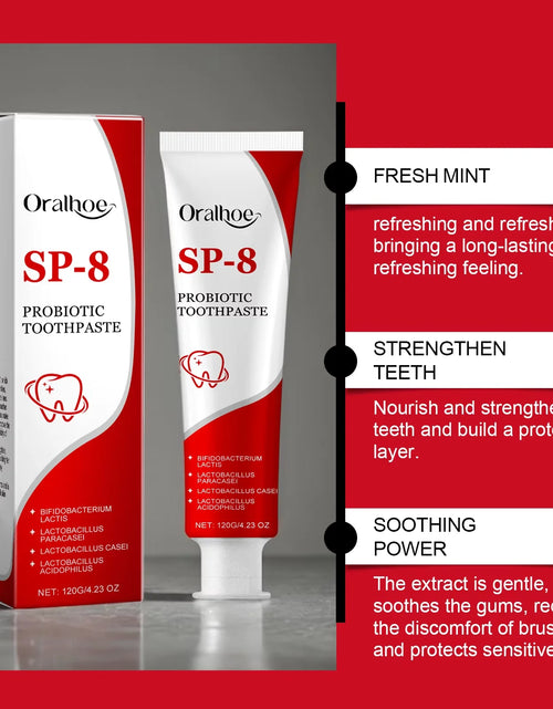 Load image into Gallery viewer, Sp-8 Probiotic Toothpaste - Brightening Mint Formula for Fresh Breath, Deep Cleaning, and Plaque Removal for Whiter Teeth
