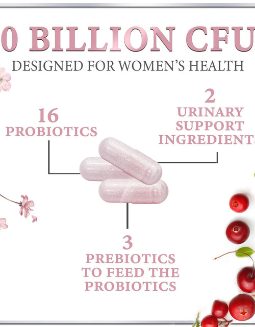 Load image into Gallery viewer, Probiotics for Women Digestive Health Support - 90 Billion CFU Women'S Probiotic, 16 Strains, Cranberry, Vaginal Probiotic with Prebiotics, PH, Immune, Urinary, &amp; Feminine Health Support, 60 Capsules

