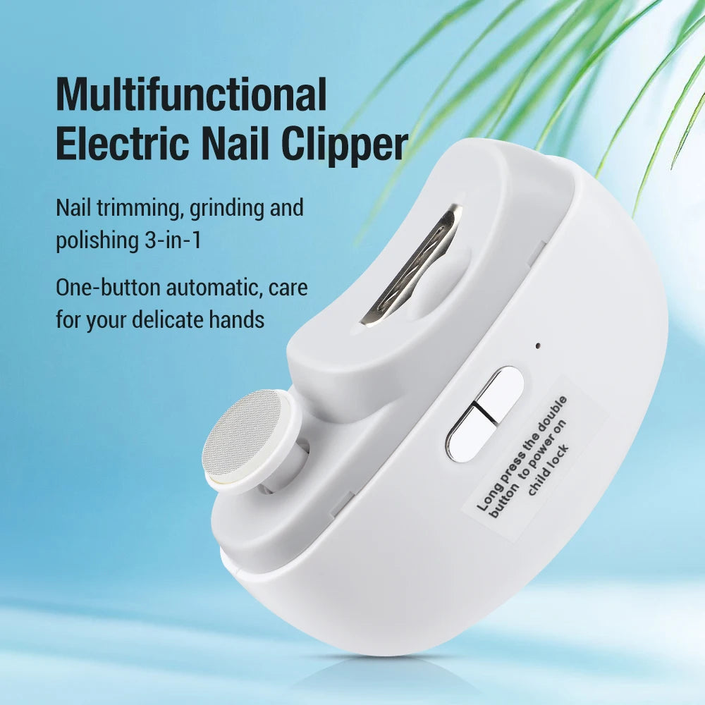 Rechargeable Electric Nail Clipper & Polisher - Automatic Trimmer for All Ages with LED Light