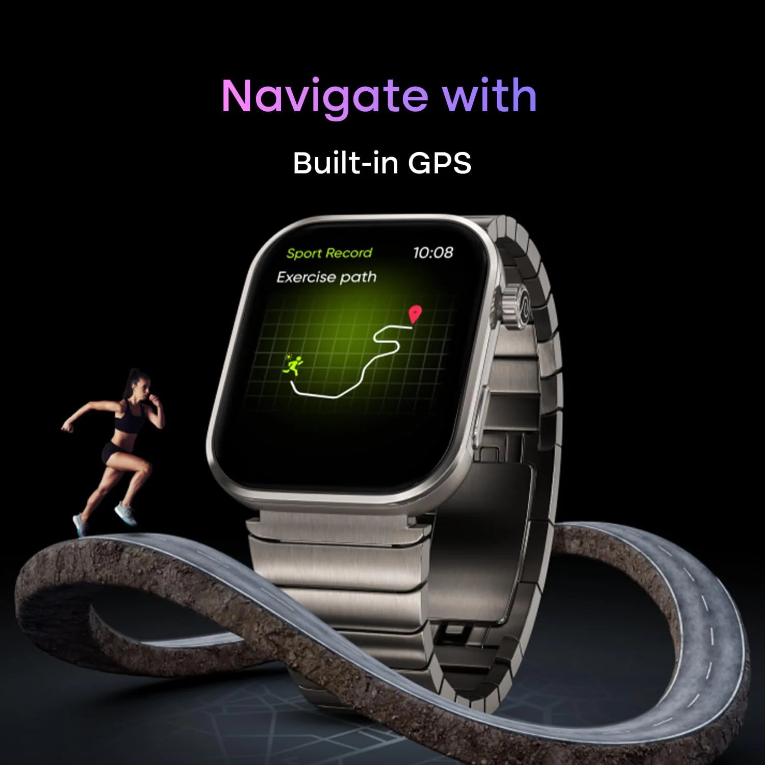 Colorfit Pro 6 Max Smartwatch – 1.96" AMOLED, AI, Stainless Steel, GPS, Swim, 5 ATM, 7-Day Battery, Sports, Fitness & Health (Signature Brown)