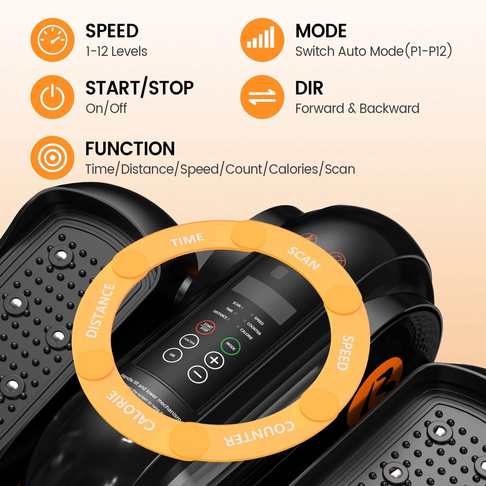 under Desk Elliptical Machine Fully Assembled Electric Pedal Exerciser Trainer Dual-Directional Training Mini Exercise Equipment with Remote Control & LCD Monitor for Home Office Gym