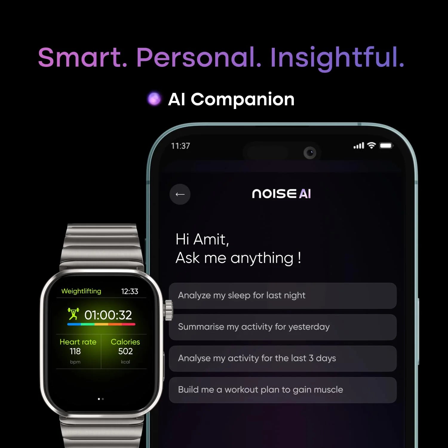 Colorfit Pro 6 Max Smartwatch – 1.96" AMOLED, AI, Stainless Steel, GPS, Swim, 5 ATM, 7-Day Battery, Sports, Fitness & Health (Signature Brown)