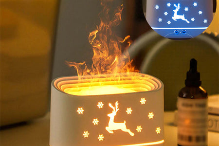 Elk Flame Humidifier Diffuser Mute Household Atmosphere Lamp Christmas Home Decorations
