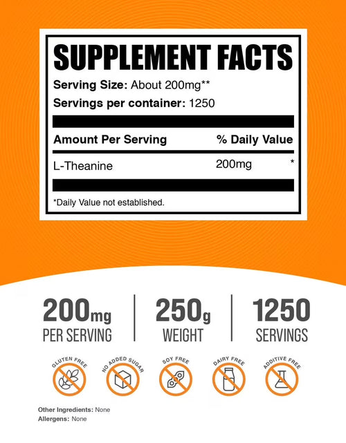 Load image into Gallery viewer, Bulksupplements L-Theanine Powder - Amino Acid Supplement, Theanine Supplement - Unflavored, 200Mg per Serving, 250G (8.8 Oz)
