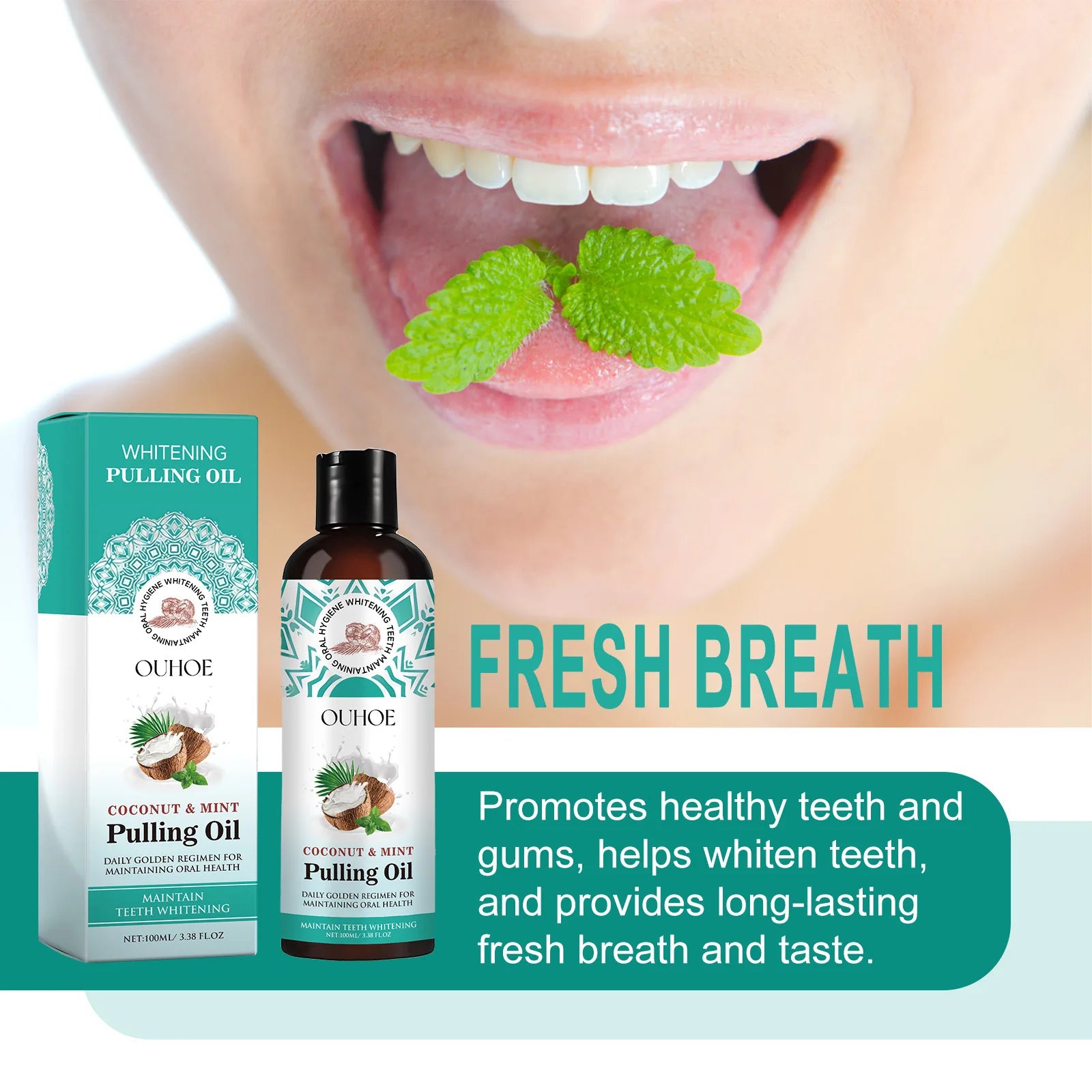 Coconut Oil Mouthwash for Fresh Breath, Odor Elimination, and Stain Removal - Ultimate Dental Care Solution