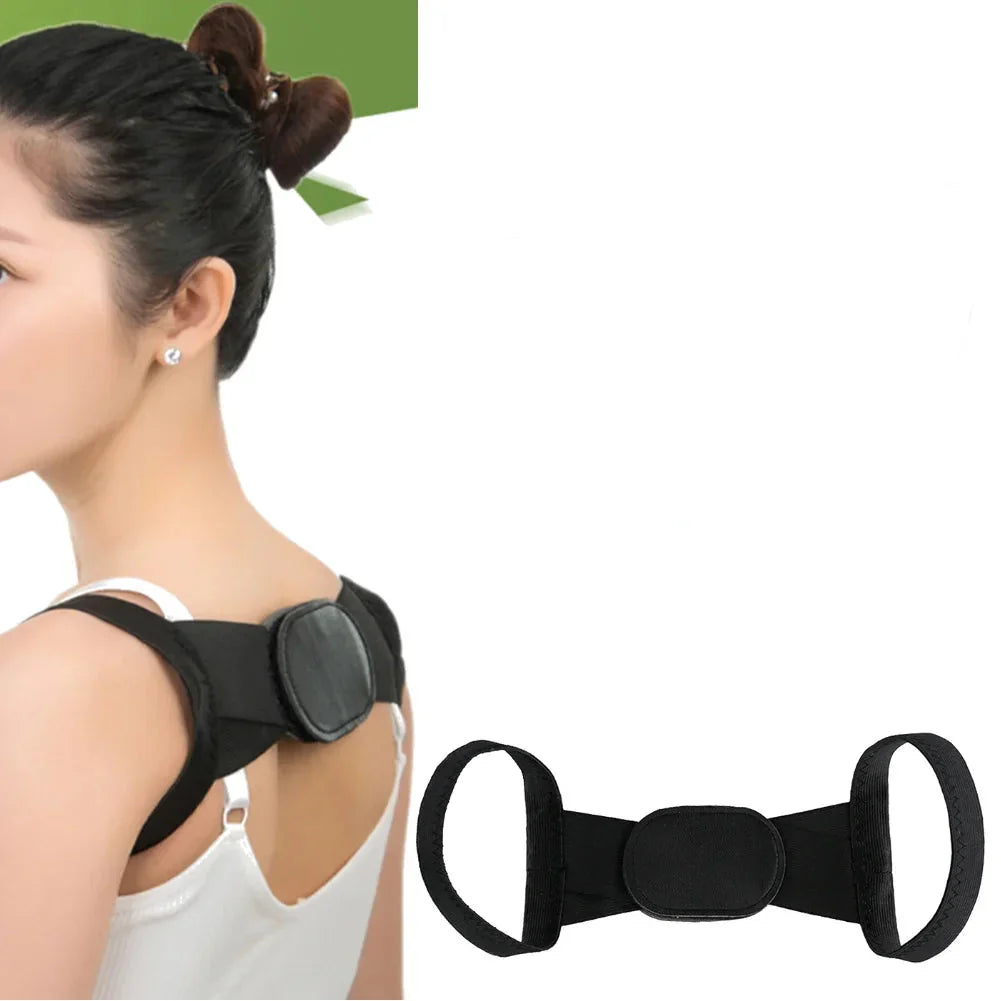 1PC Black Posture Corrector for Men and Women - Bionic System Back Brace Adjustable Upper Back Support Shoulder Posture Brace, Back Straightener Neck Pain Relief