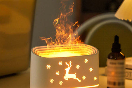 Elk Flame Humidifier Diffuser Mute Household Atmosphere Lamp Christmas Home Decorations