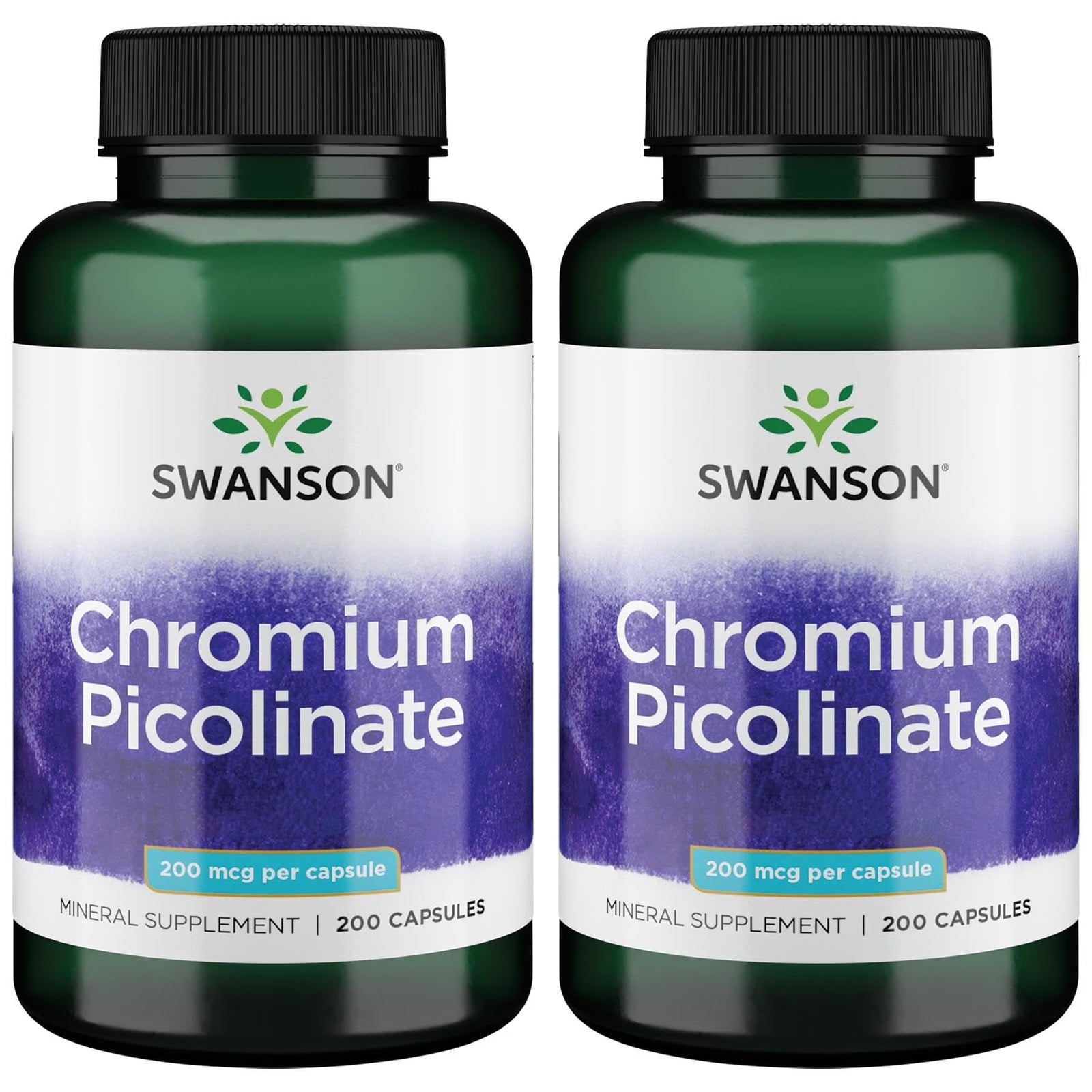 Chromium Picolinate - Natural Supplement Promoting Metabolism & Weight Management - Supports Healthy Blood Sugar Levels Already within the Normal Range - (200 Capsules, 200Mcg Each) 2 Pack