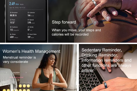 R10 Smart Ring: Wireless Charging Health & Sleep Monitor for Men & Women, Multi-Sport Modes Compatible with Android & iOS