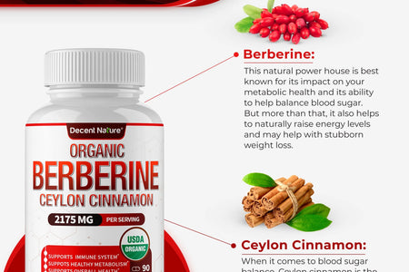 Organic Berberine with Ceylon Cinnamon 2175Mg Berberine Supplement 90 Capsules