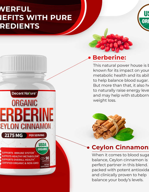 Load image into Gallery viewer, Organic Berberine with Ceylon Cinnamon 2175Mg Berberine Supplement 90 Capsules
