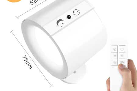 GlowFlex Touch Wall Lamp – Dual Head LED Light with Remote, 360° Rotation & USB Rechargeable Design