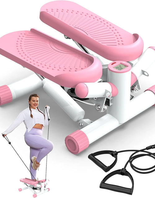 Load image into Gallery viewer, Steppers for Exercise at Home, Twist Stepper with 350LBS Loading Capacity, Mini Stepper with Resistance Bands, Hydraulic Fitness Stair Stepper for Home with LCD Monitor
