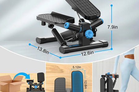 Steppers for Exercise at Home, Twist Stepper with 350LBS Loading Capacity, Mini Stepper with Resistance Bands, Hydraulic Fitness Stair Stepper for Home with LCD Monitor