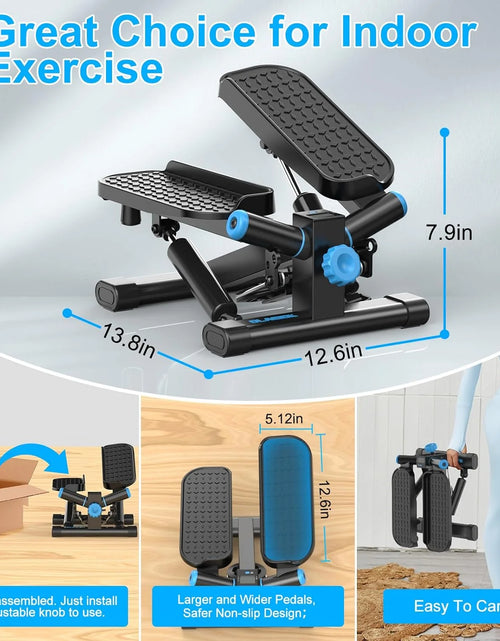 Load image into Gallery viewer, Steppers for Exercise at Home, Twist Stepper with 350LBS Loading Capacity, Mini Stepper with Resistance Bands, Hydraulic Fitness Stair Stepper for Home with LCD Monitor
