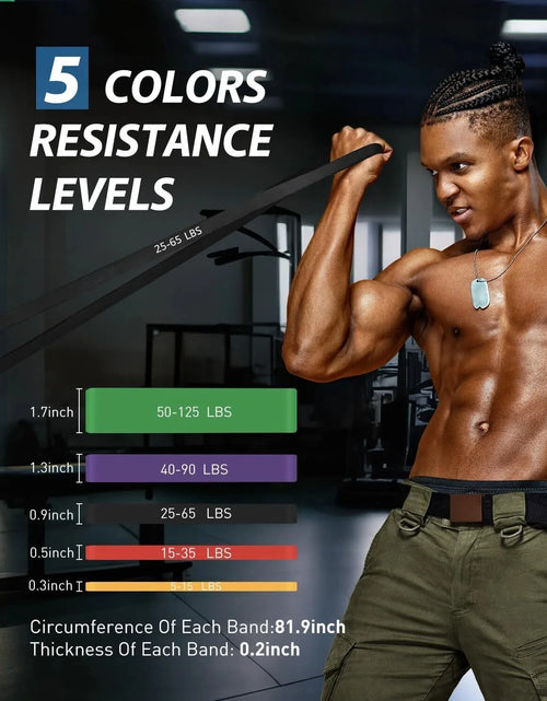 Load image into Gallery viewer, Resistance Bands Set (5Pcs), Exercise Bands with 5 Resistance Levels-Up to 330 Lbs, Pull up Bands for Men &amp; Women, Exercise Workout Bands for Working Out, Body Stretching, Muscle Training
