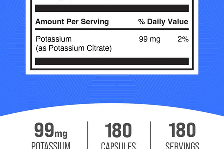 Bulksupplements Potassium Citrate Capsules - 1 Capsule per Serving (99Mg of Potassium), 180 Count