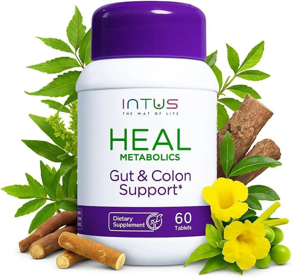 Intus Heal Colon Cleanse and Gut Health Supplement for Men and Women Ayurvedic Detox Cleanse for Digestive Health Gut & Body Detox for Women 60 Tablets