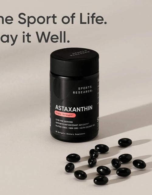 Load image into Gallery viewer, Sports Research Triple Strength Astaxanthin 12Mg with Organic Coconut Oil - Antioxidant Supplement, Non-Gmo Verified &amp; Gluten Free - 60 Softgels
