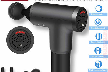 Massage Gun Percussion Massager Deep Tissue Muscle Vibrating Relaxing + 4 Heads