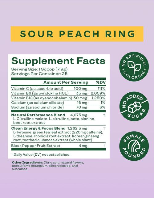 Load image into Gallery viewer, High Energy Pre-Workout, Sour Peach Ring, 25 Servings
