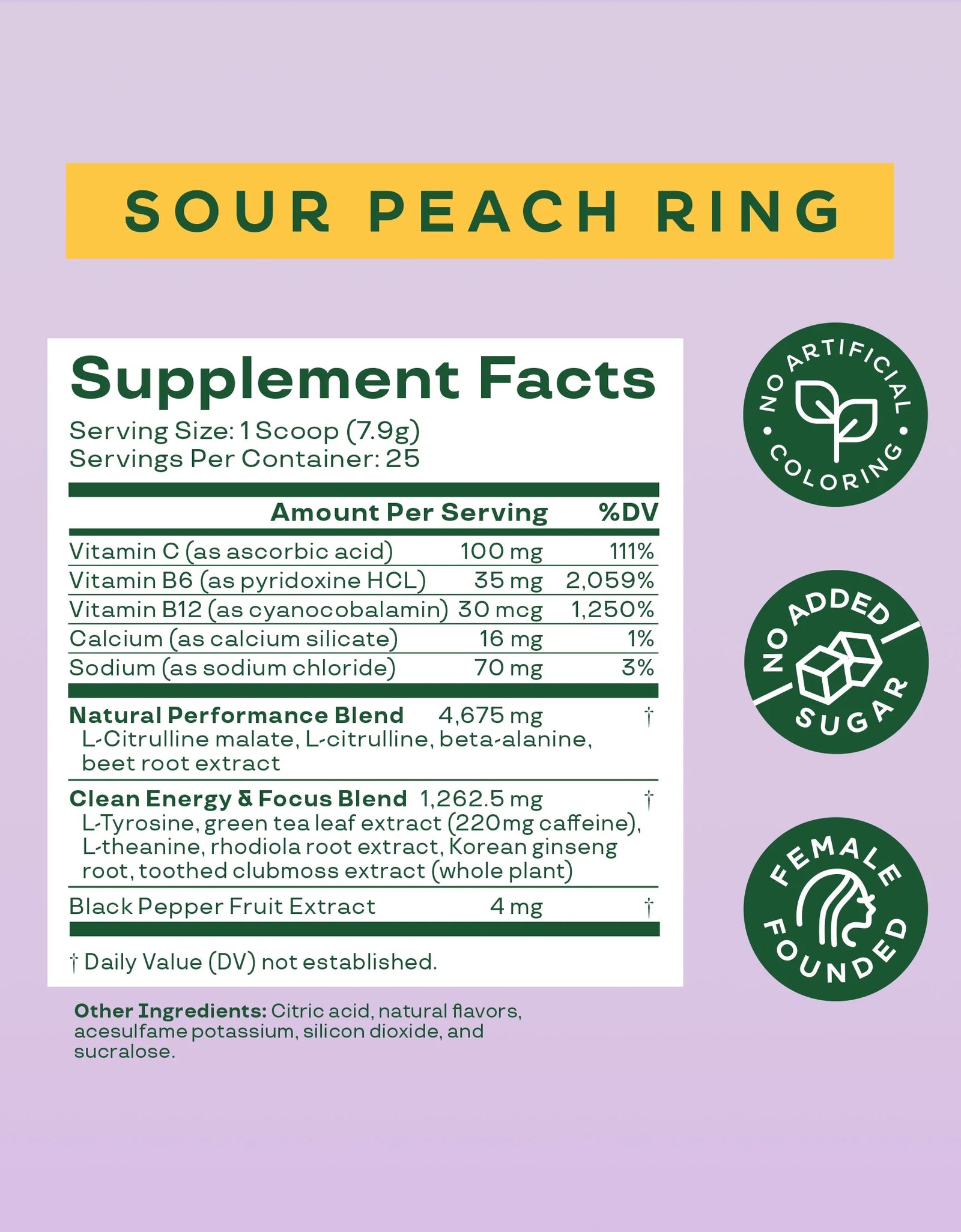 High Energy Pre-Workout, Sour Peach Ring, 25 Servings