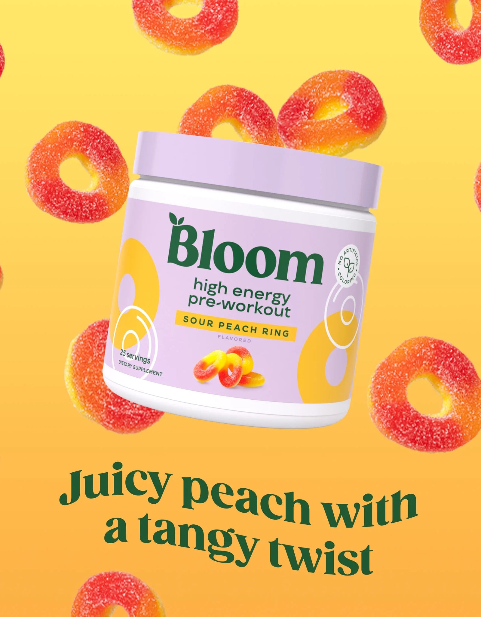 High Energy Pre-Workout, Sour Peach Ring, 25 Servings