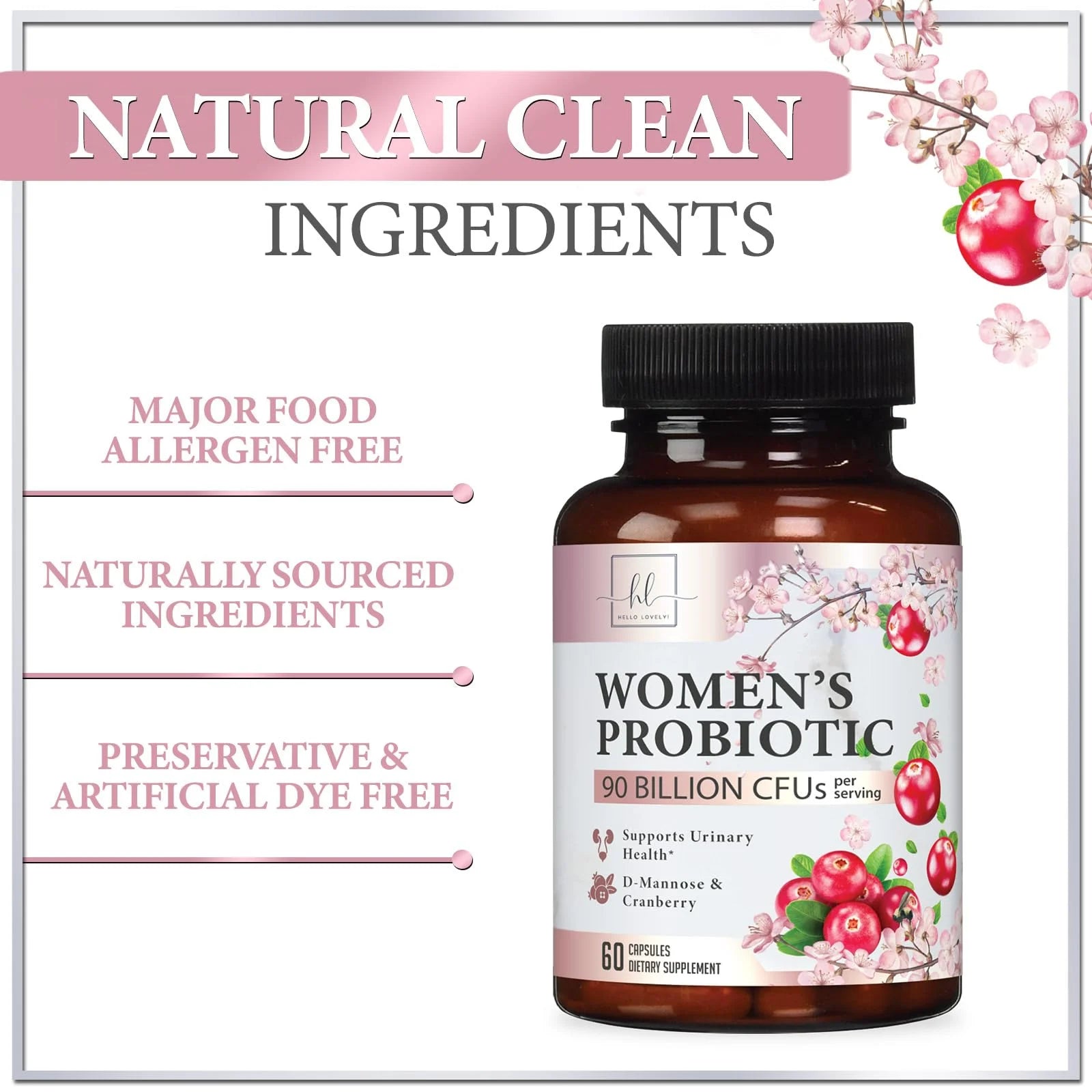 Probiotics for Women Digestive Health Support - 90 Billion CFU Women'S Probiotic, 16 Strains, Cranberry, Vaginal Probiotic with Prebiotics, PH, Immune, Urinary, & Feminine Health Support, 60 Capsules