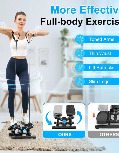 Load image into Gallery viewer, Steppers for Exercise at Home, Twist Stepper with 350LBS Loading Capacity, Mini Stepper with Resistance Bands, Hydraulic Fitness Stair Stepper for Home with LCD Monitor
