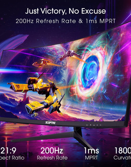 Load image into Gallery viewer, 30-Inch Ultra Wide Curved Gaming Monitor - 21:9, 2560x1080, 200Hz, HDMI/DisplayPort, Built-In Speakers, Sleek Metal Black Design
