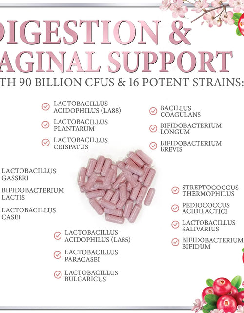 Load image into Gallery viewer, Probiotics for Women Digestive Health Support - 90 Billion CFU Women'S Probiotic, 16 Strains, Cranberry, Vaginal Probiotic with Prebiotics, PH, Immune, Urinary, &amp; Feminine Health Support, 60 Capsules
