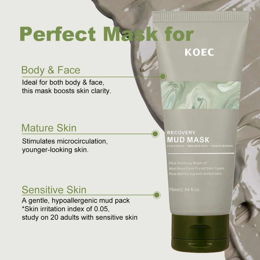 Revitalizing Volcanic Mud Facial Mask - Deep Cleansing & Moisturizing for Face and Body, Minimizes Pores