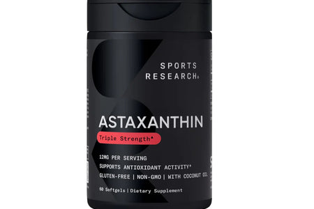 Sports Research Triple Strength Astaxanthin 12Mg with Organic Coconut Oil - Antioxidant Supplement, Non-Gmo Verified & Gluten Free - 60 Softgels