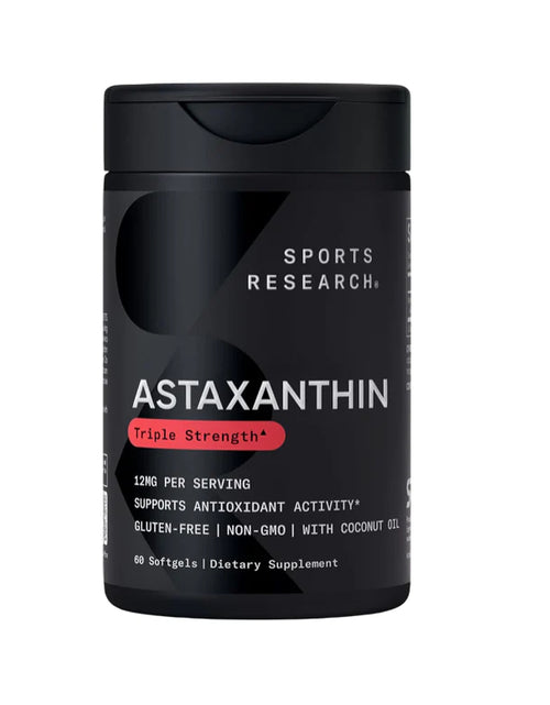 Load image into Gallery viewer, Sports Research Triple Strength Astaxanthin 12Mg with Organic Coconut Oil - Antioxidant Supplement, Non-Gmo Verified &amp; Gluten Free - 60 Softgels
