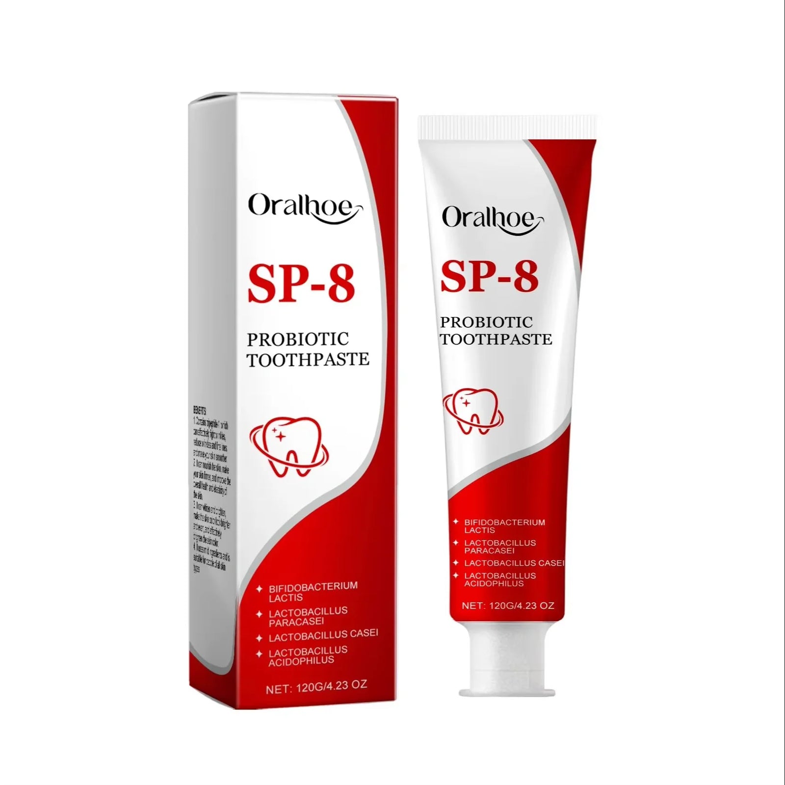 Sp-8 Probiotic Toothpaste - Brightening Mint Formula for Fresh Breath, Deep Cleaning, and Plaque Removal for Whiter Teeth