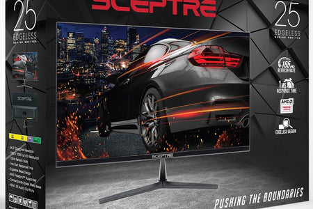 E255B-1658A 25" FHD 1080P 165Hz Gaming Monitor with AMD FreeSync, 1Ms Response Time, Dual HDMI & DisplayPort, Built-In Speakers - Sleek Metallic Black Design