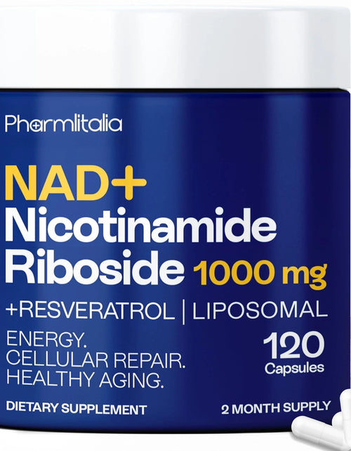 Load image into Gallery viewer, NAD Capsules Resveratrol Liposomal Nicotinamide Riboside Quercetin Vitamin B3 NAD Supplement for Women and Men anti Aging Boost Focus and Energy Cell Regeneration Supplement 120 Capsules
